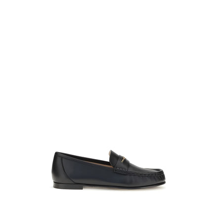 Chloé Black Leather Slip-On Loafers