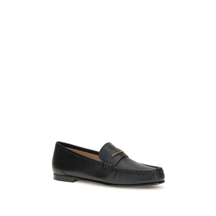 Chloé Black Leather Slip-On Loafers