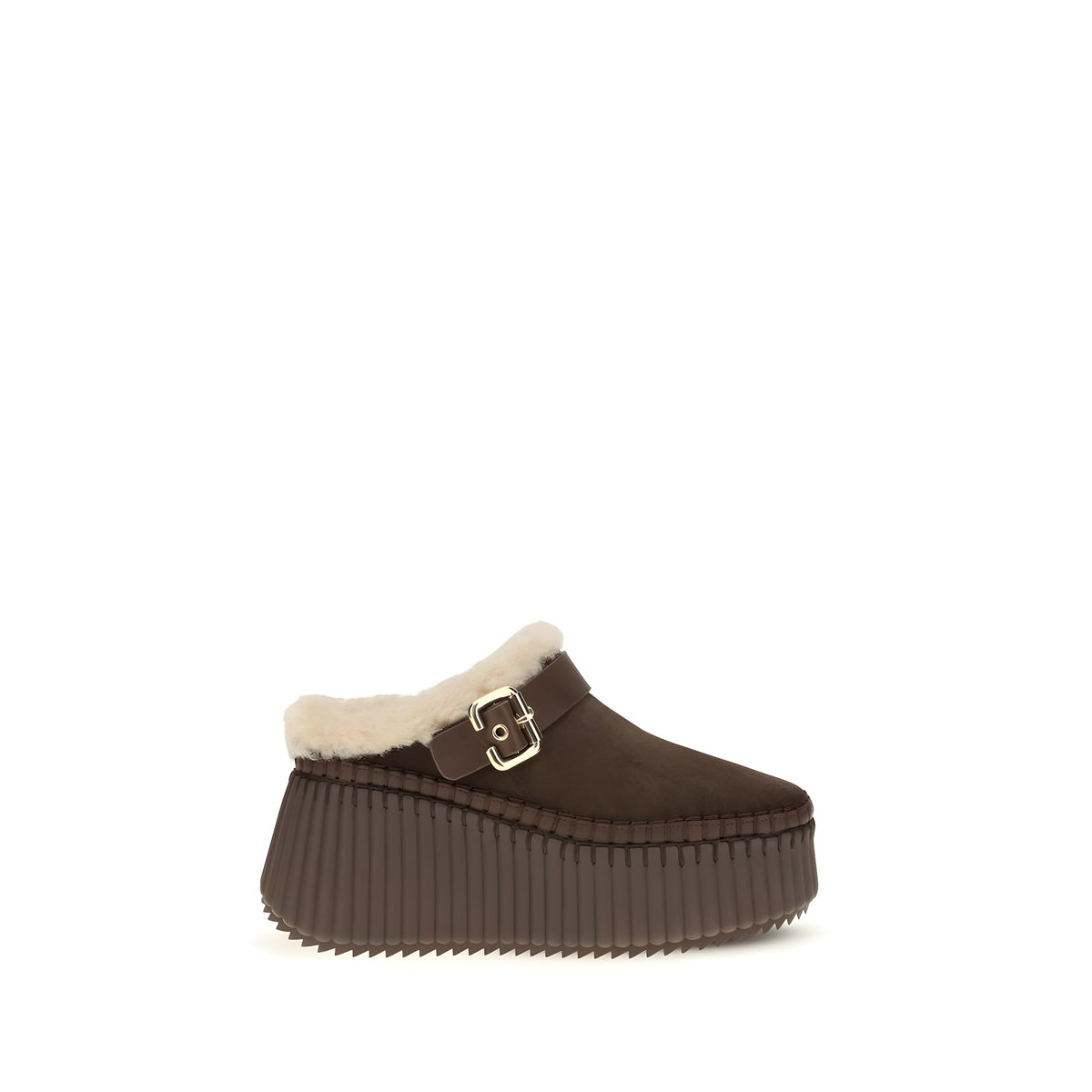 Chloé Brown Calf Leather Mules