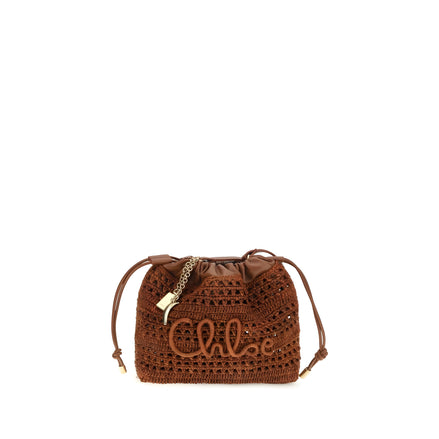 Chloé Brown Raffia Shoulder Bag