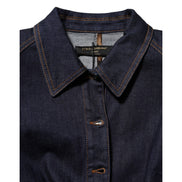 Dolce & Gabbana Veste en Jean Col Lavallière en Coton Bleu Foncé