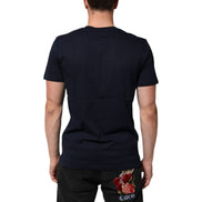 Dolce & Gabbana Dark Blue Cotton DG Logo Print Top T-shirt