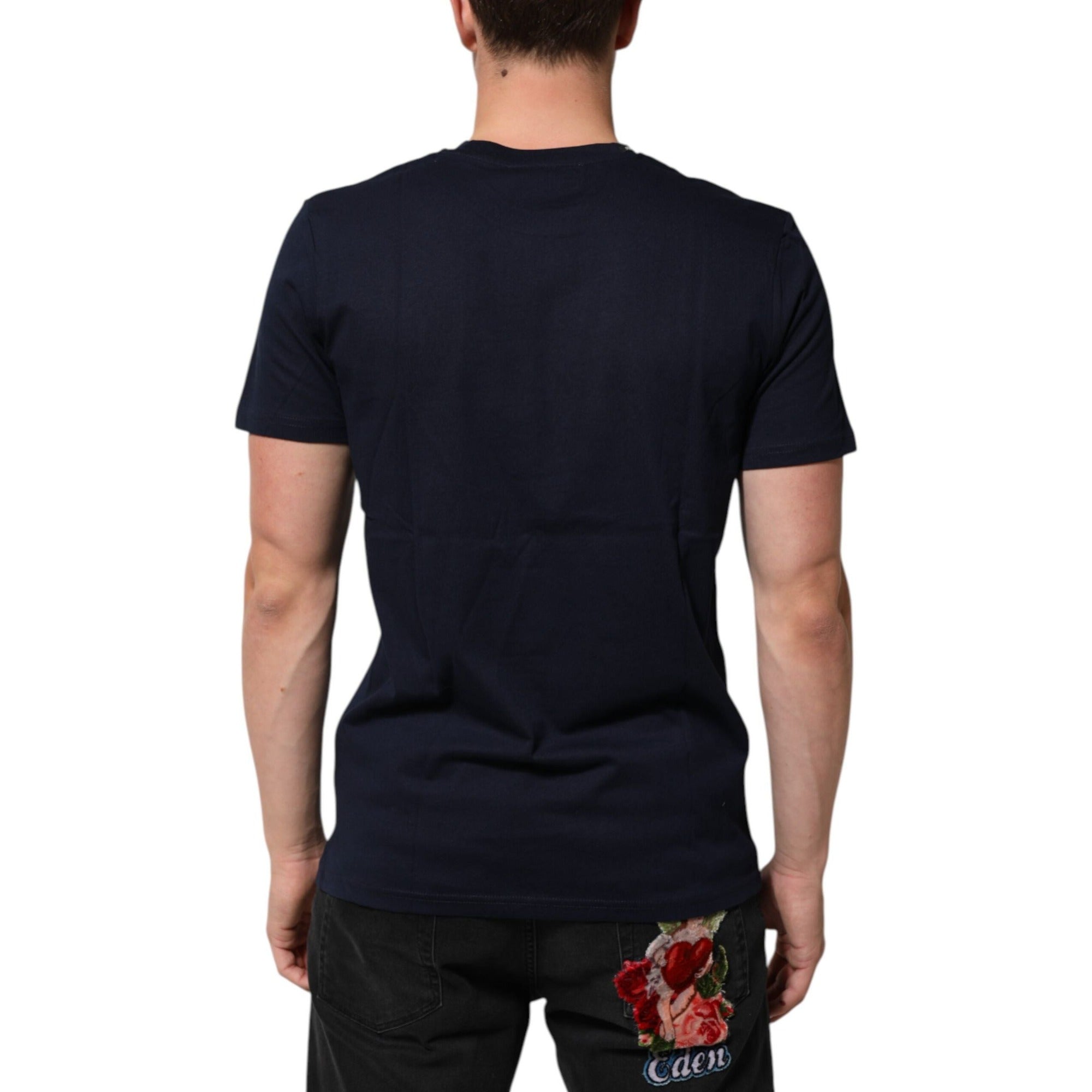 Dolce & Gabbana Dark Blue Cotton DG Logo Print Top T-shirt