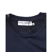 Dolce & Gabbana Dark Blue Cotton DG Logo Print Top T-shirt