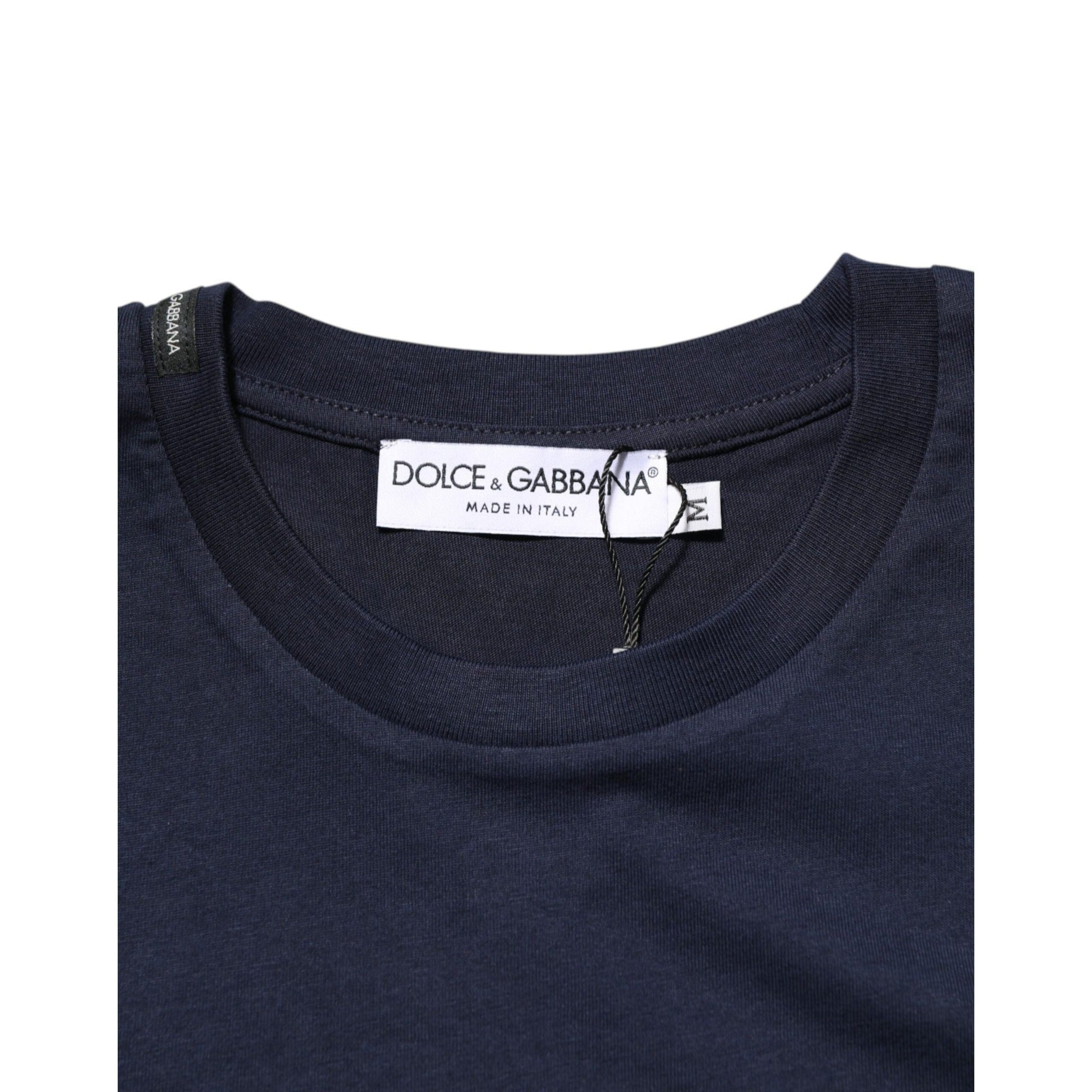 Dolce & Gabbana Dark Blue Cotton DG Logo Print Top T-shirt
