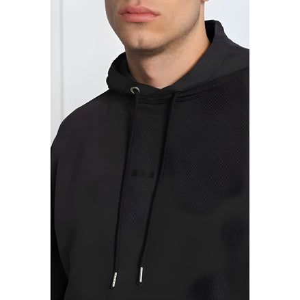 Hugo Boss Dark Blue Cotton Logo Details Hooded Sweatshirt