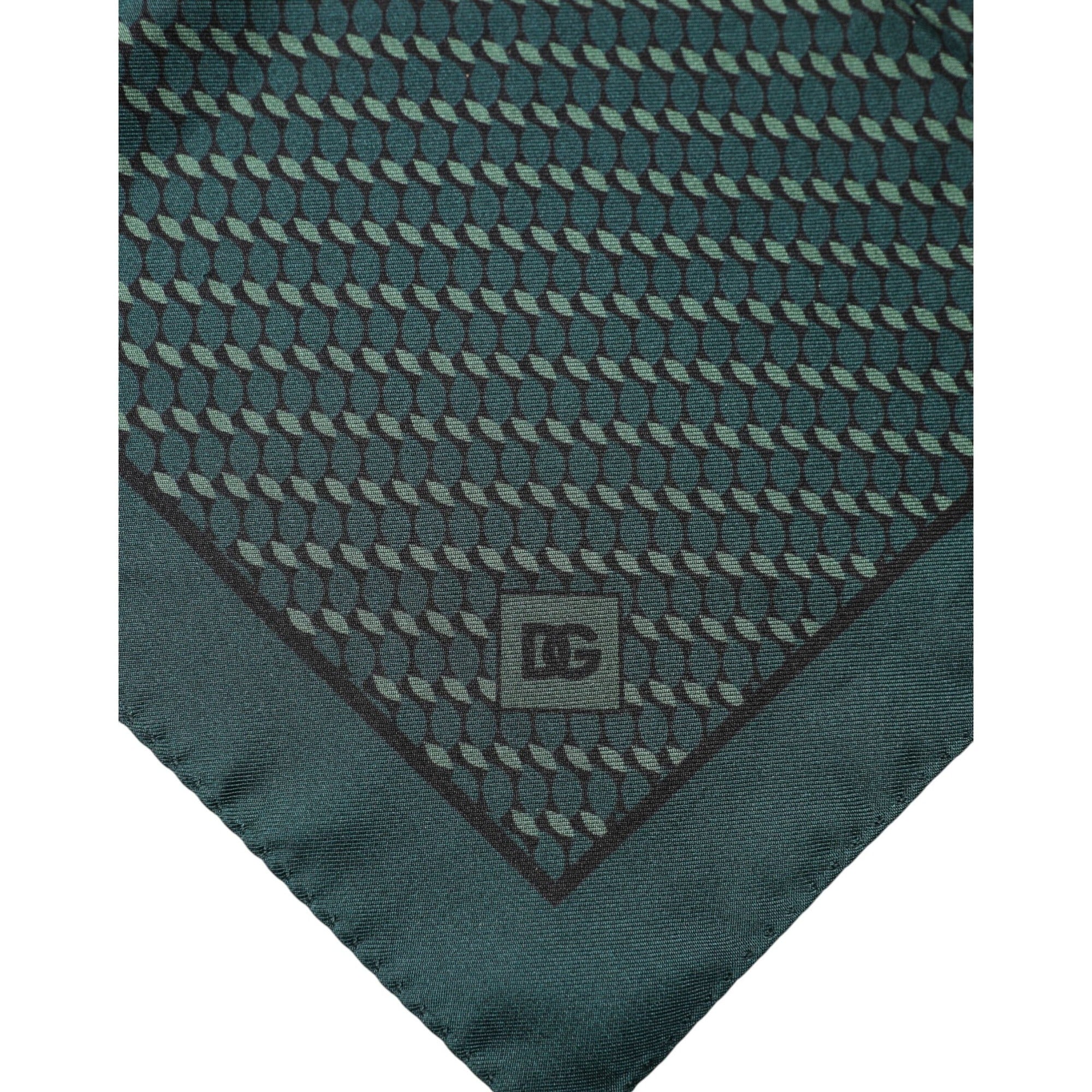 Foulard Dolce & Gabbana en Soie Verte Foncée à Motifs 32cm x 31cm
