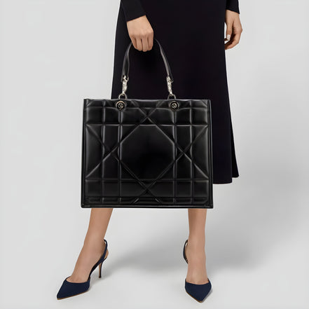 Dior Black Leather Tote Bag