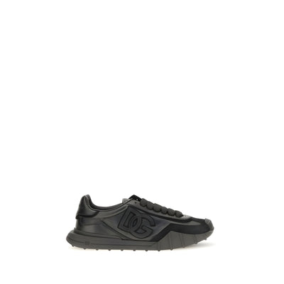 Dolce & Gabbana Black Calf Leather Athletic Sneakers