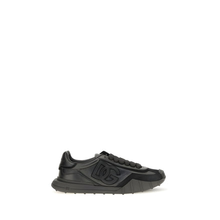 Dolce & Gabbana Black Calf Leather Athletic Sneakers