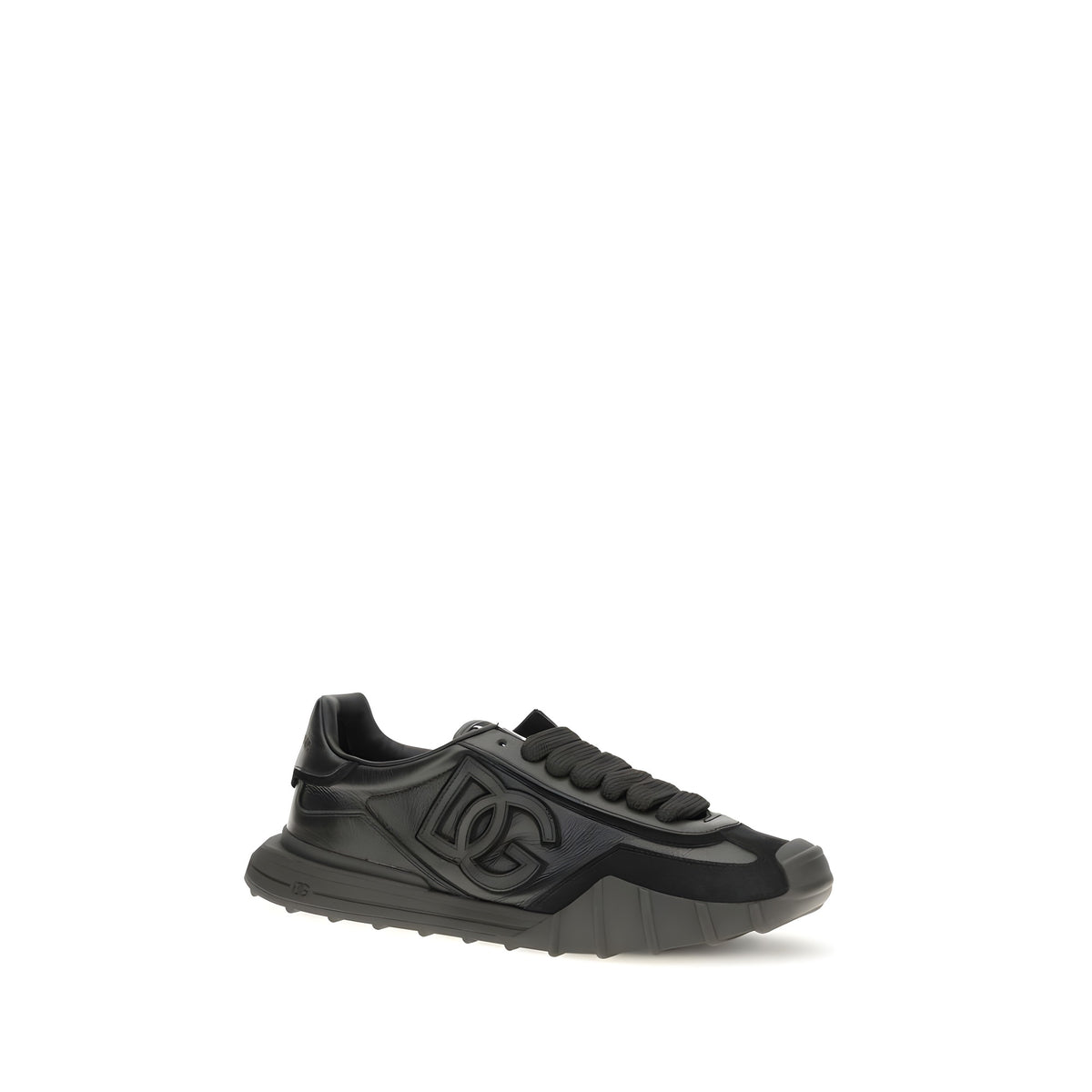 Dolce & Gabbana Black Calf Leather Athletic Sneakers