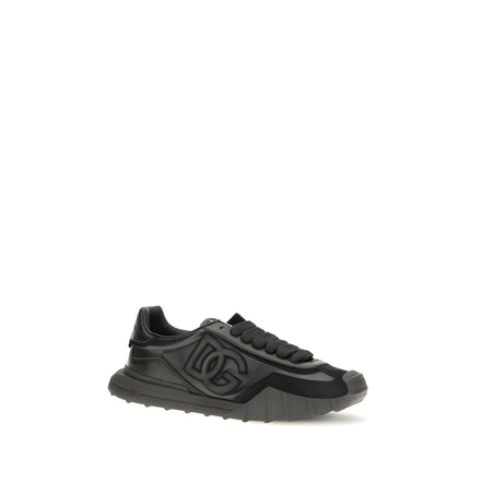 Dolce & Gabbana Black Calf Leather Athletic Sneakers