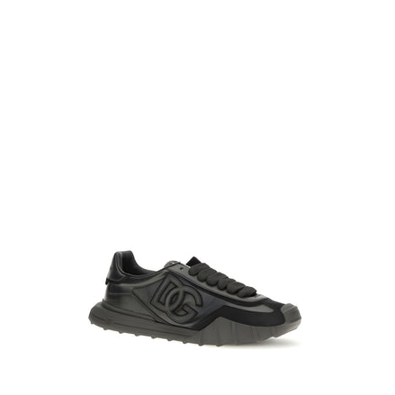 Dolce & Gabbana Black Calf Leather Athletic Sneakers
