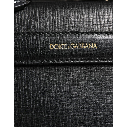 Sac de voyage en cuir avec application voiture Dolce & Gabbana noir