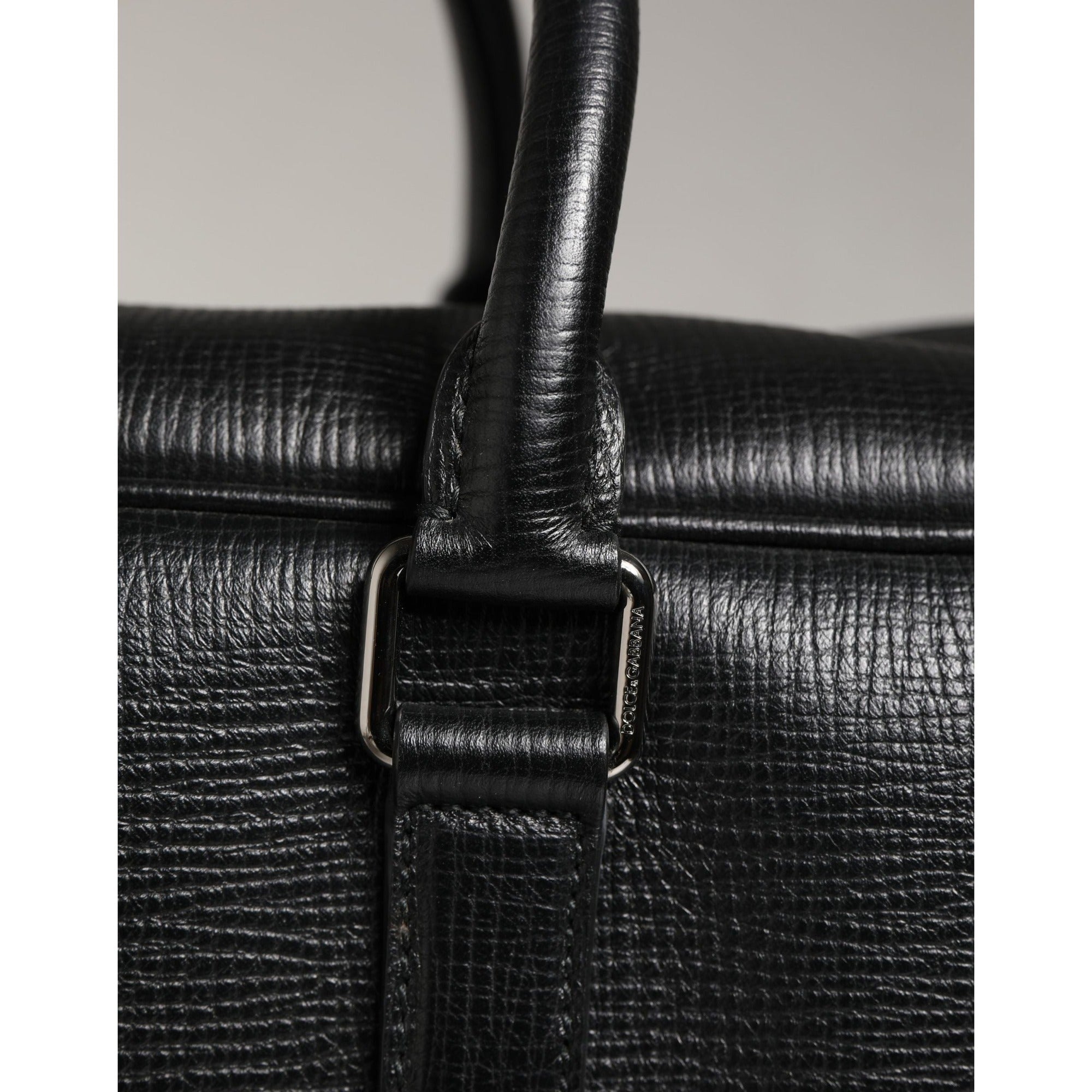 Sac de voyage en cuir avec application voiture Dolce & Gabbana noir