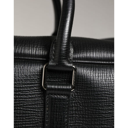 Sac de voyage en cuir avec application voiture Dolce & Gabbana noir