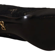 Dolce & Gabbana Black Stretch Taormina Lace Boots