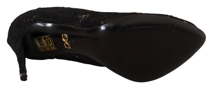 Dolce & Gabbana Black Stretch Taormina Lace Boots