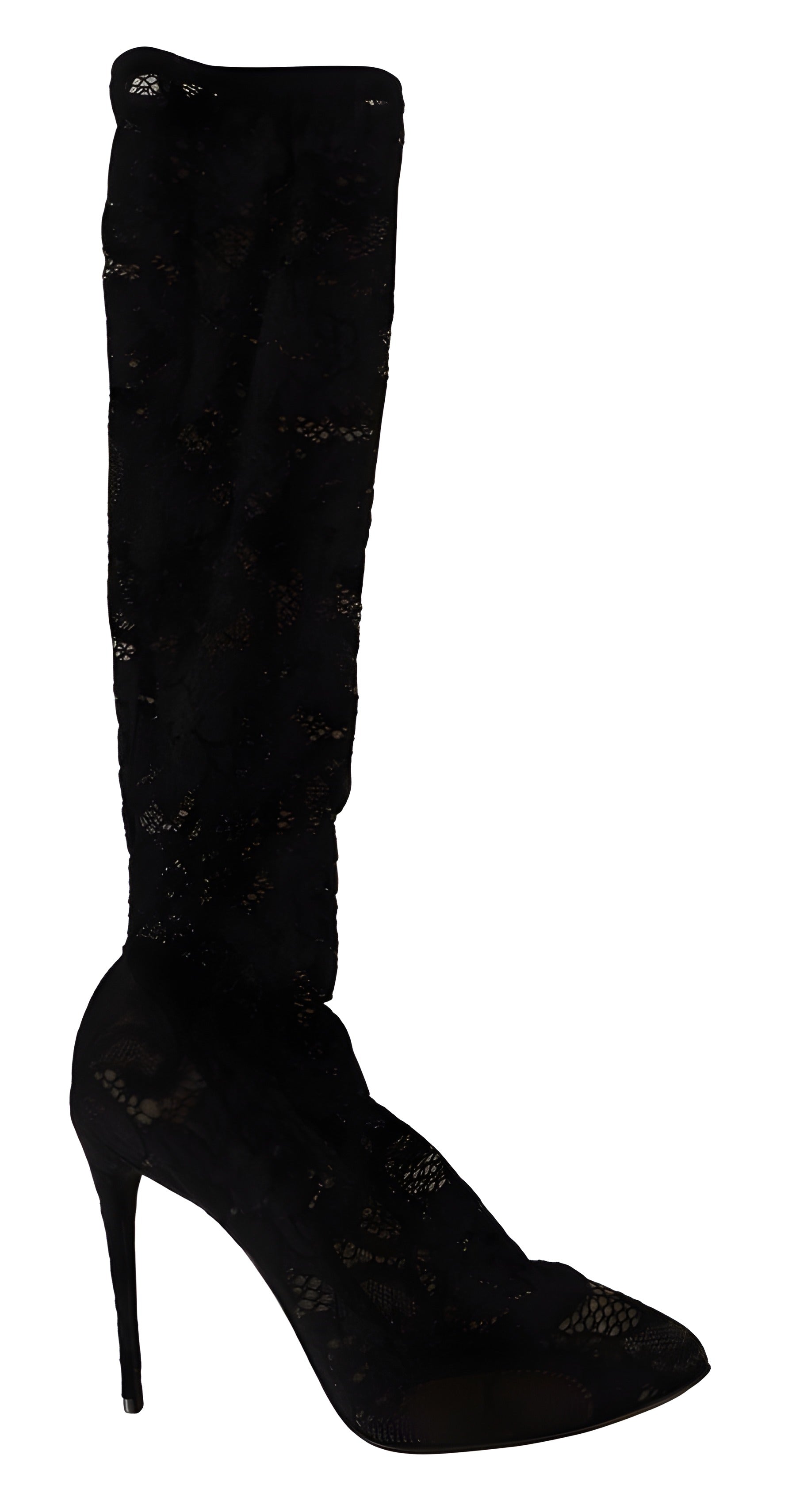 Dolce & Gabbana Black Stretch Taormina Lace Boots