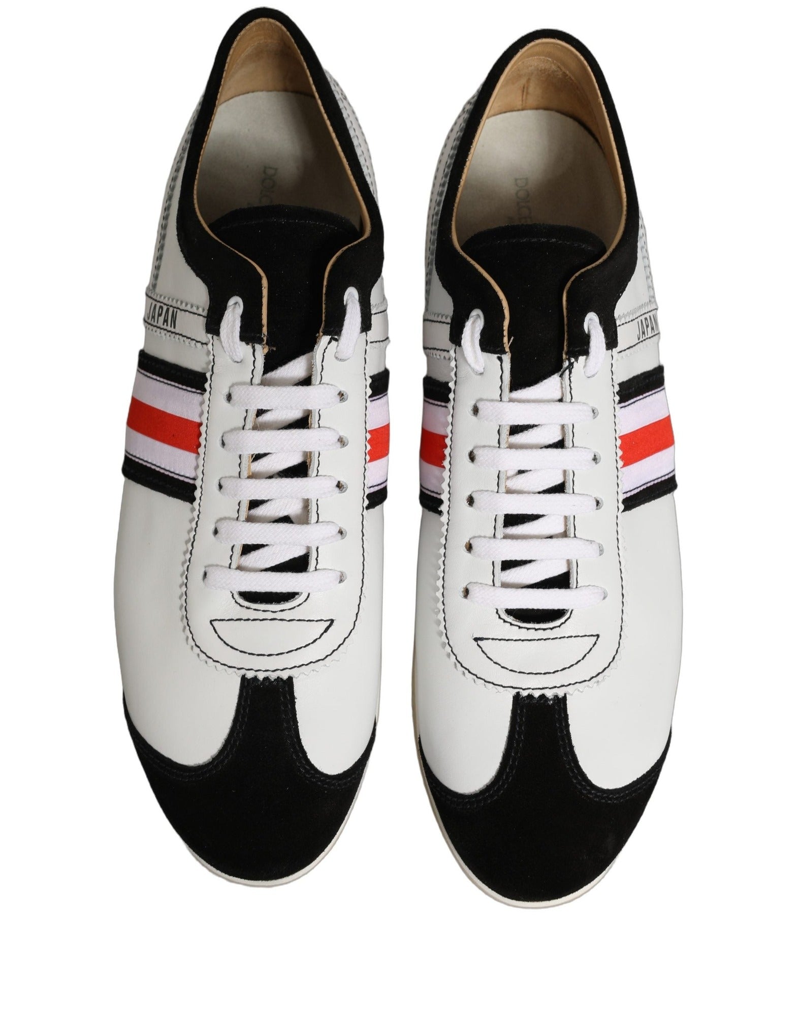 Dolce & Gabbana Black White Suede Low Top Sneakers