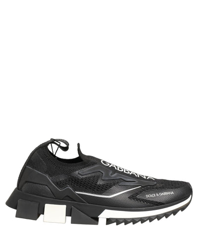 Dolce & Gabbana Black White Sorrento Slip-On Logo Sneakers
