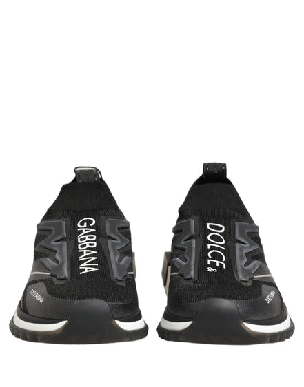 Dolce & Gabbana Black White Sorrento Slip-On Logo Sneakers