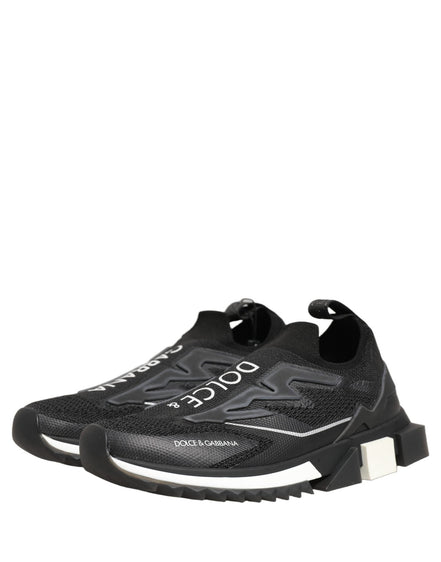 Dolce & Gabbana Black White Sorrento Slip-On Logo Sneakers