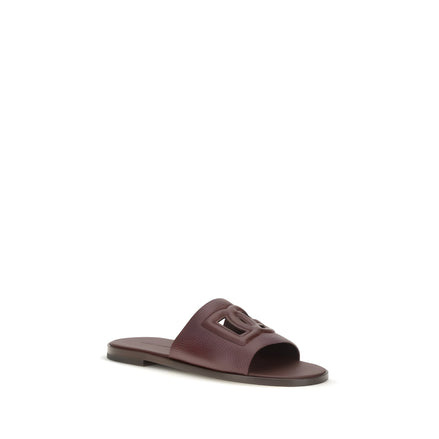 Dolce & Gabbana Brown Leather Flat Sandals