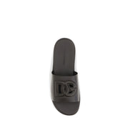 Dolce & Gabbana Brown Calf Leather Flat Sandals