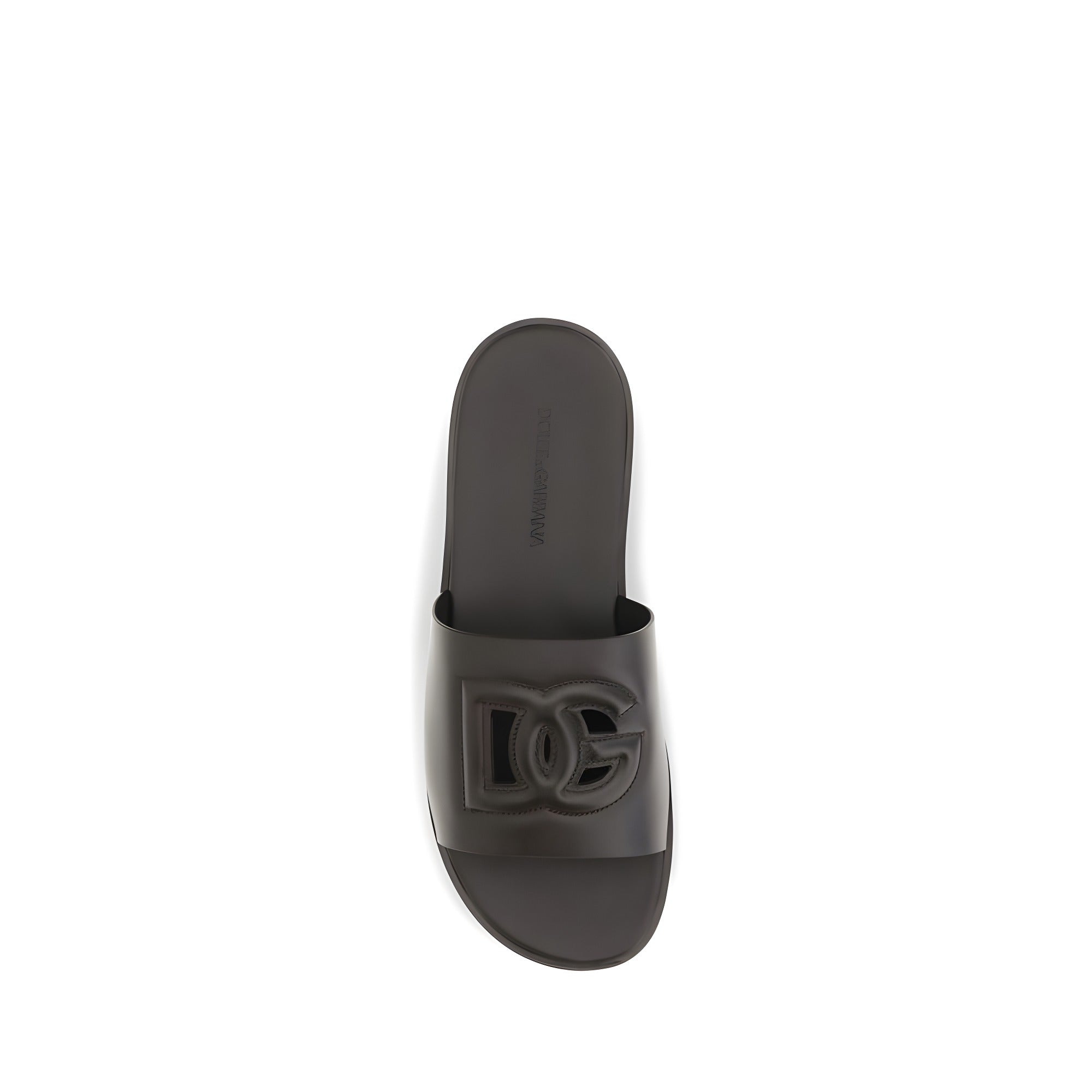 Dolce & Gabbana Brown Calf Leather Flat Sandals