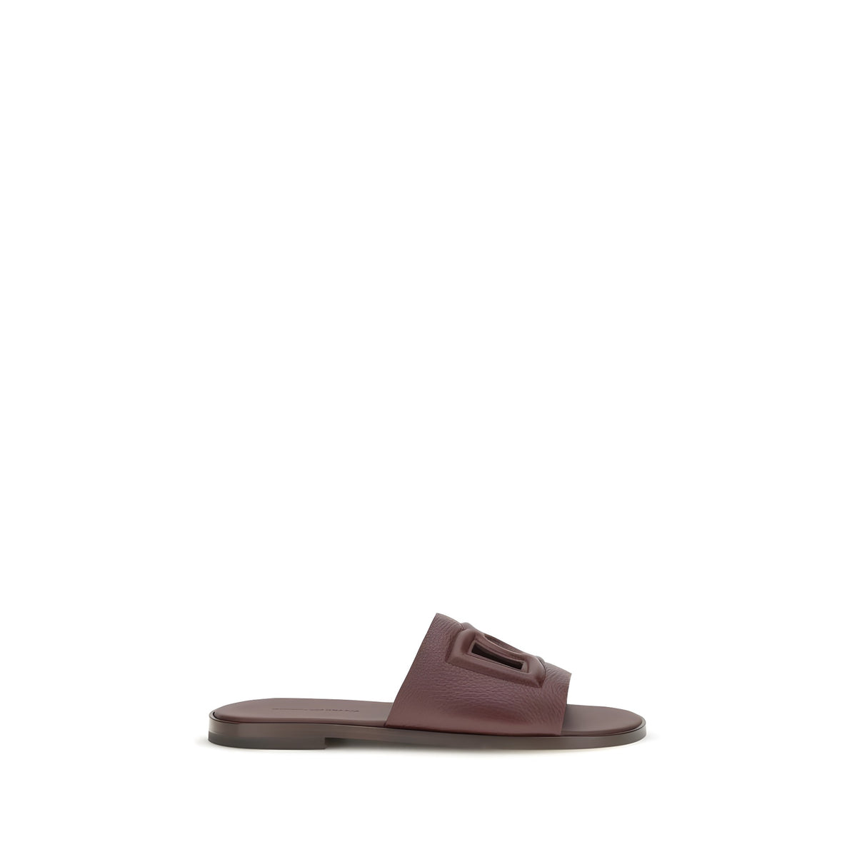 Dolce & Gabbana Brown Leather Flat Sandals
