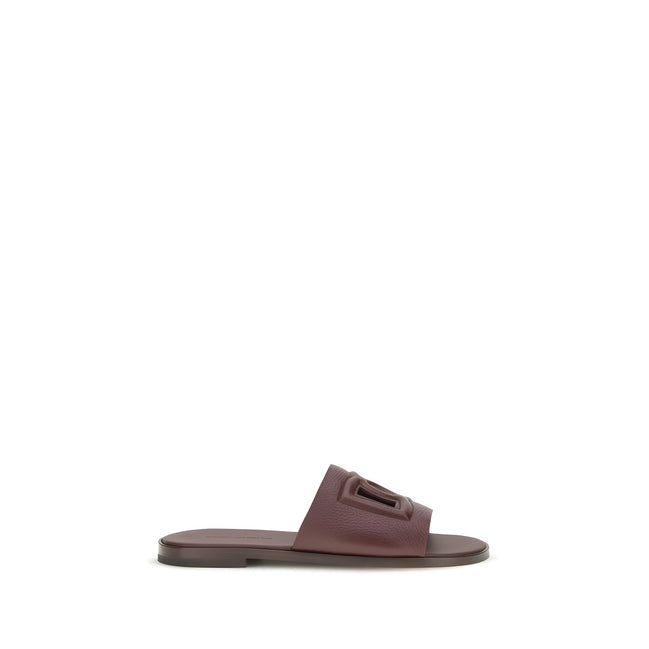 Dolce & Gabbana Brown Leather Flat Sandals