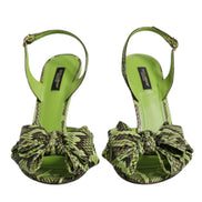 Dolce & Gabbana Green Python Leather Heel Sandals