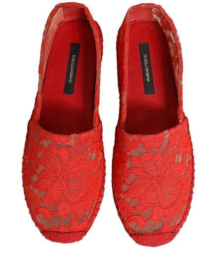 Dolce & Gabbana Red Taormina Lace Espadrille Flats