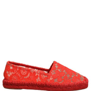 Dolce & Gabbana Red Taormina Lace Espadrille Flats