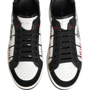 Dolce & Gabbana White Black DG Logo King Patch Low Top Sneakers