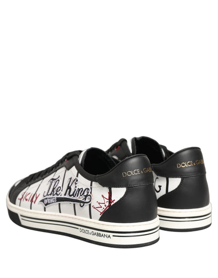 Dolce & Gabbana White Black DG Logo King Patch Low Top Sneakers
