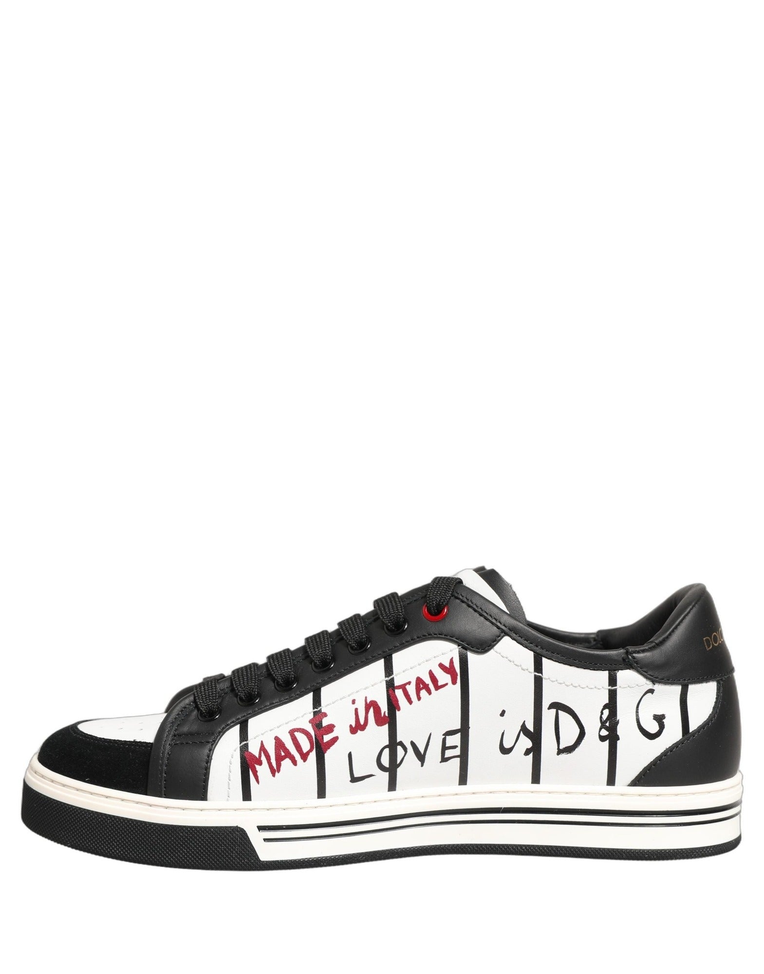Dolce & Gabbana White Black DG Logo King Patch Low Top Sneakers
