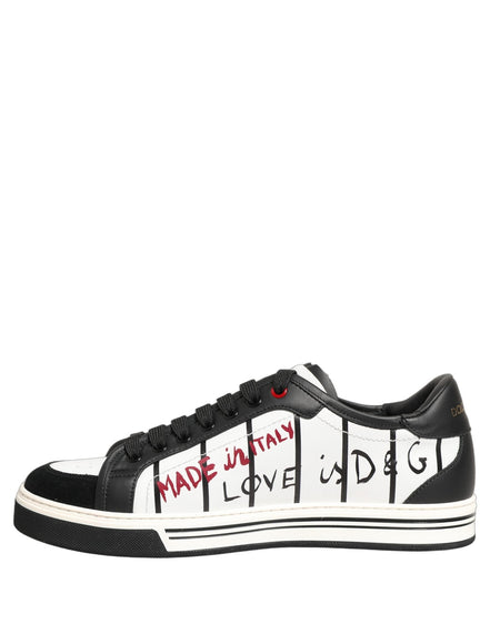 Dolce & Gabbana White Black DG Logo King Patch Low Top Sneakers