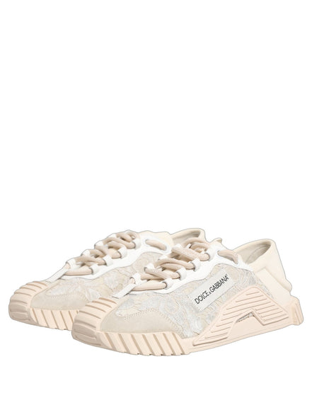 Dolce & Gabbana White Lace NS1 Low Top Sneakers