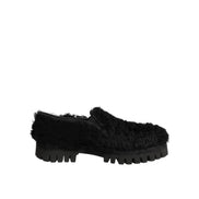 Chaussures Dolce & Gabbana Homme Mocassins en Cuir Noir et Fourrure