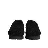 Chaussures Dolce & Gabbana Homme Mocassins en Cuir Noir et Fourrure