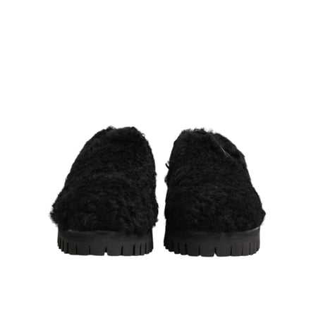 Chaussures Dolce & Gabbana Homme Mocassins en Cuir Noir et Fourrure