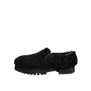 Chaussures Dolce & Gabbana Homme Mocassins en Cuir Noir et Fourrure