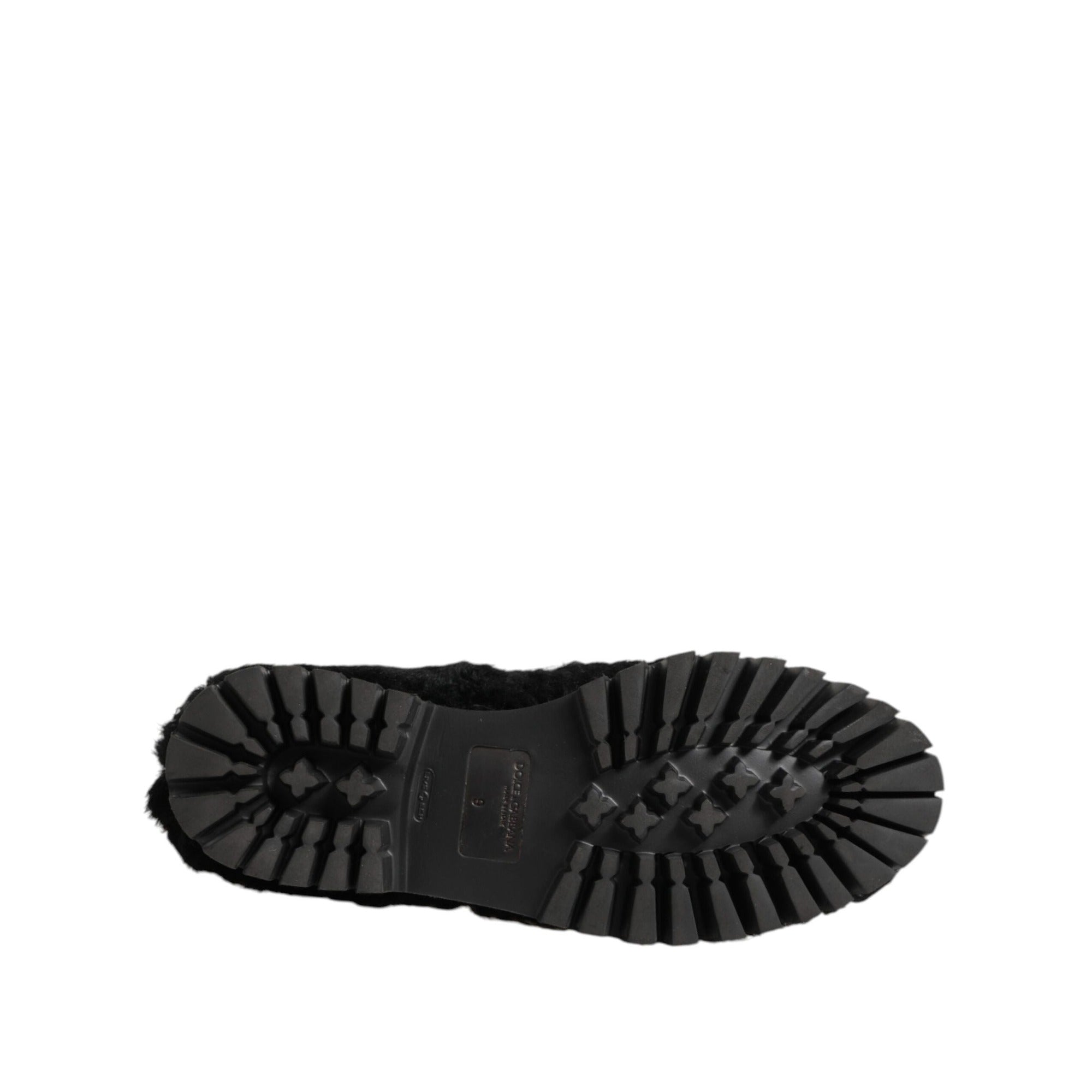 Chaussures Dolce & Gabbana Homme Mocassins en Cuir Noir et Fourrure