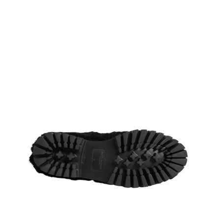 Chaussures Dolce & Gabbana Homme Mocassins en Cuir Noir et Fourrure