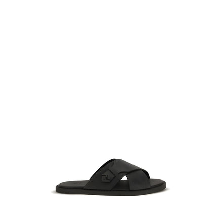 Fendi Black Slide Sandals