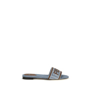Fendi Blue Cotton Flat Sandals