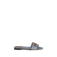 Fendi Blue Cotton Flat Sandals