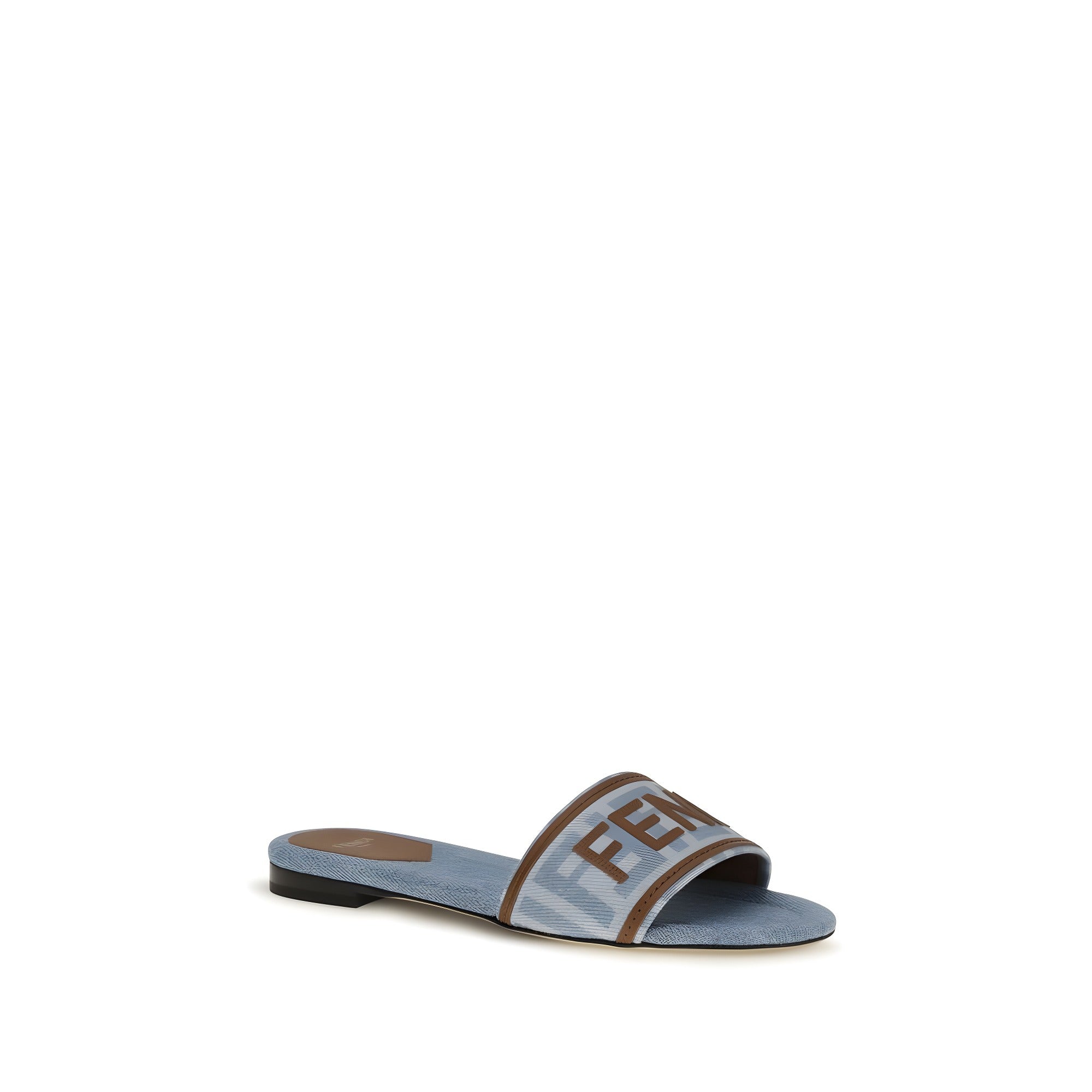 Fendi Blue Cotton Flat Sandals